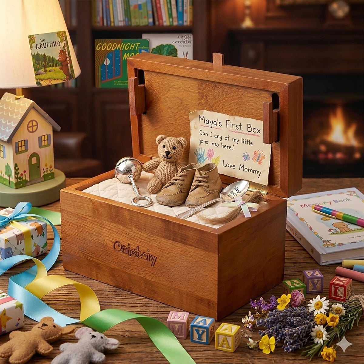 Onietoiy beech wood interior storage space for keepsakes