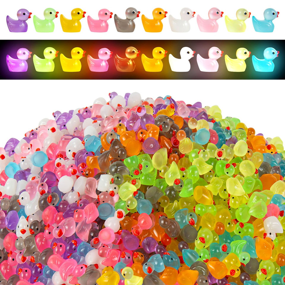 ONLYFU luminous mini duck orange; glow-in-the-dark decor for fairy gardens