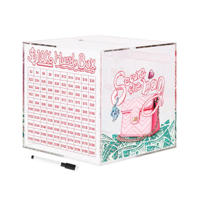 Onnex 10K Smash Box clear acrylic vault showing savings progress in real time