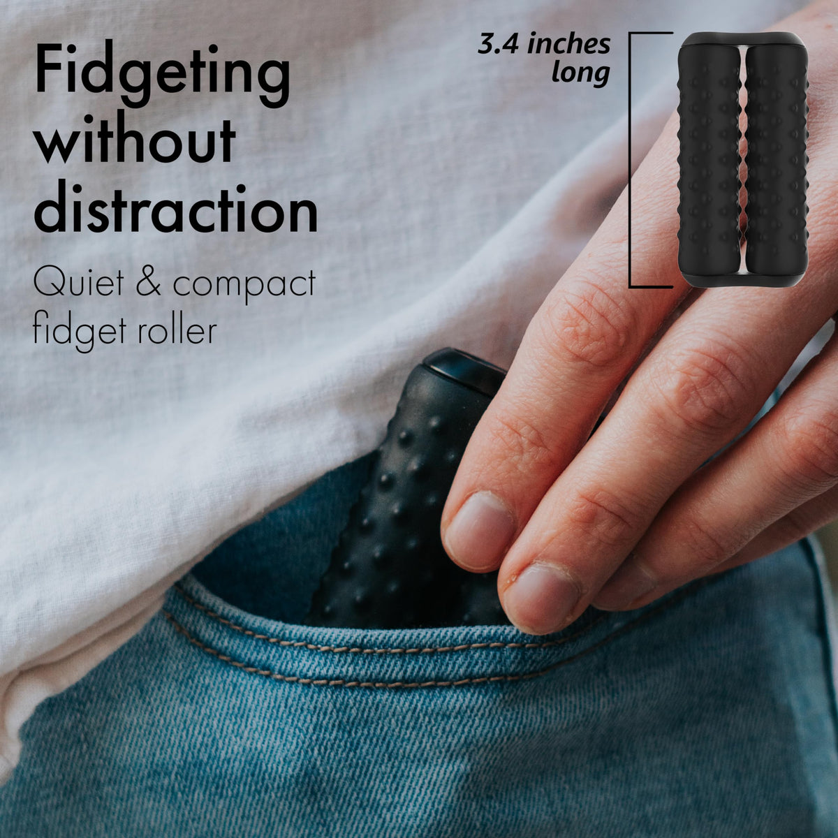 ONO Roller compact portable design improves on-the-go focus and calm.