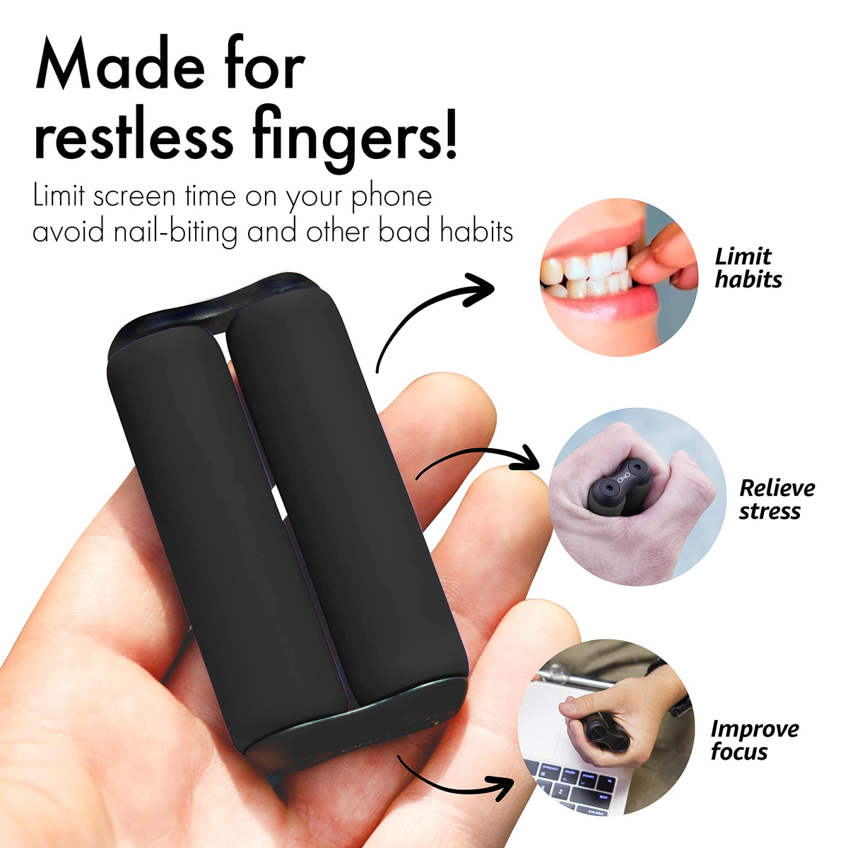 ONO Roller Jr multiple play options, from finger curls to palm slides.