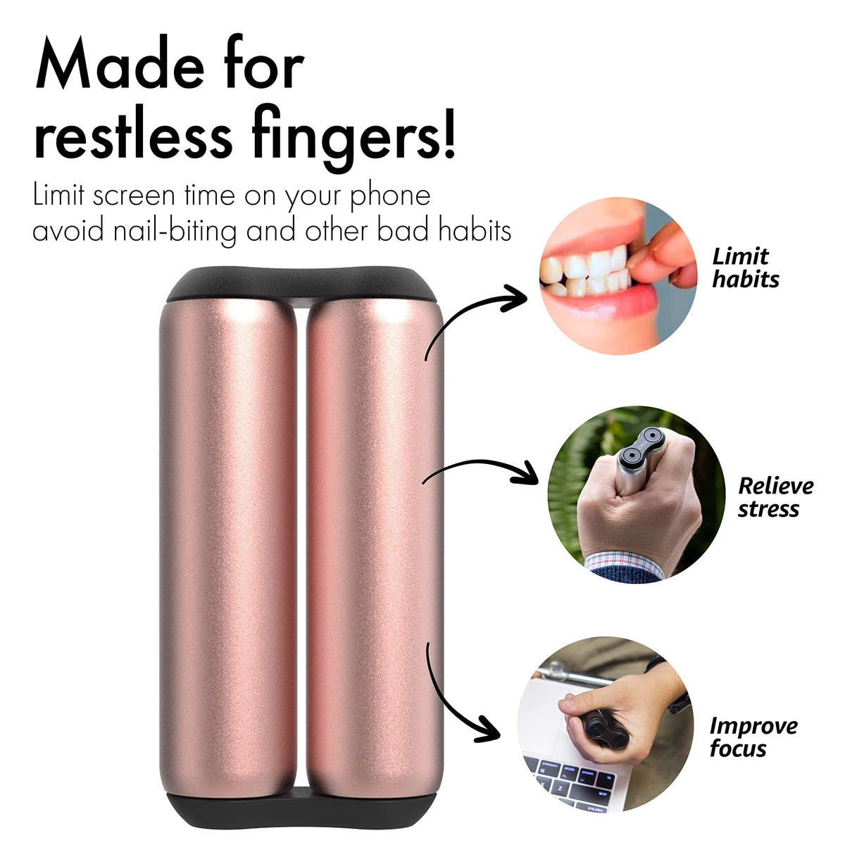 Portable rose gold ONO Roller perfect for travel and on the go focus.