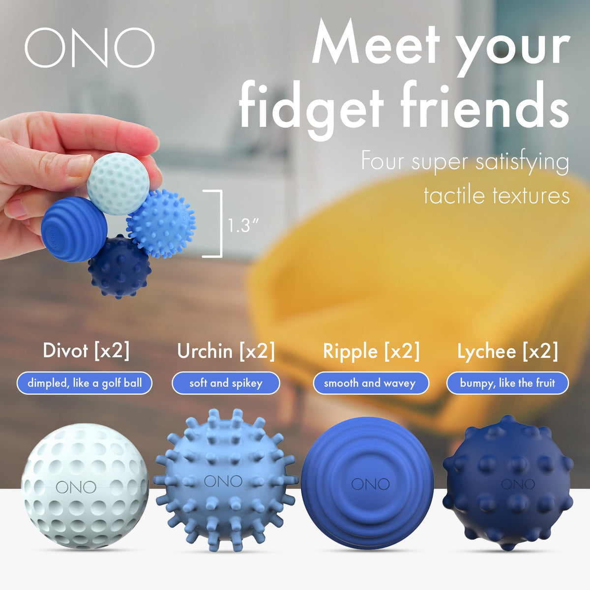 ONO Signets sapphire waves texture for soothing sensory input during calls