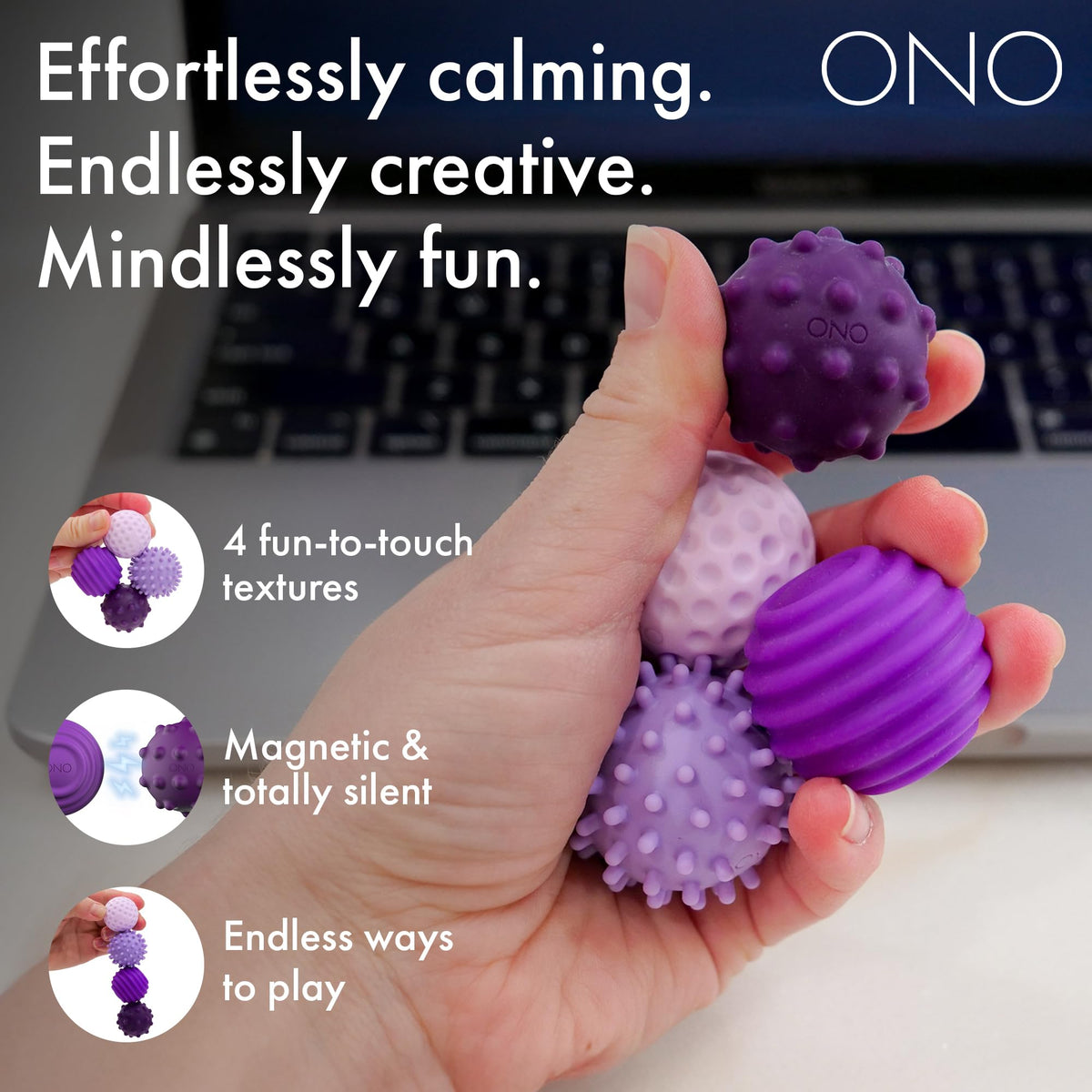 ONO Signets silicone magnetic balls with bump texture for varied tactile stimulation