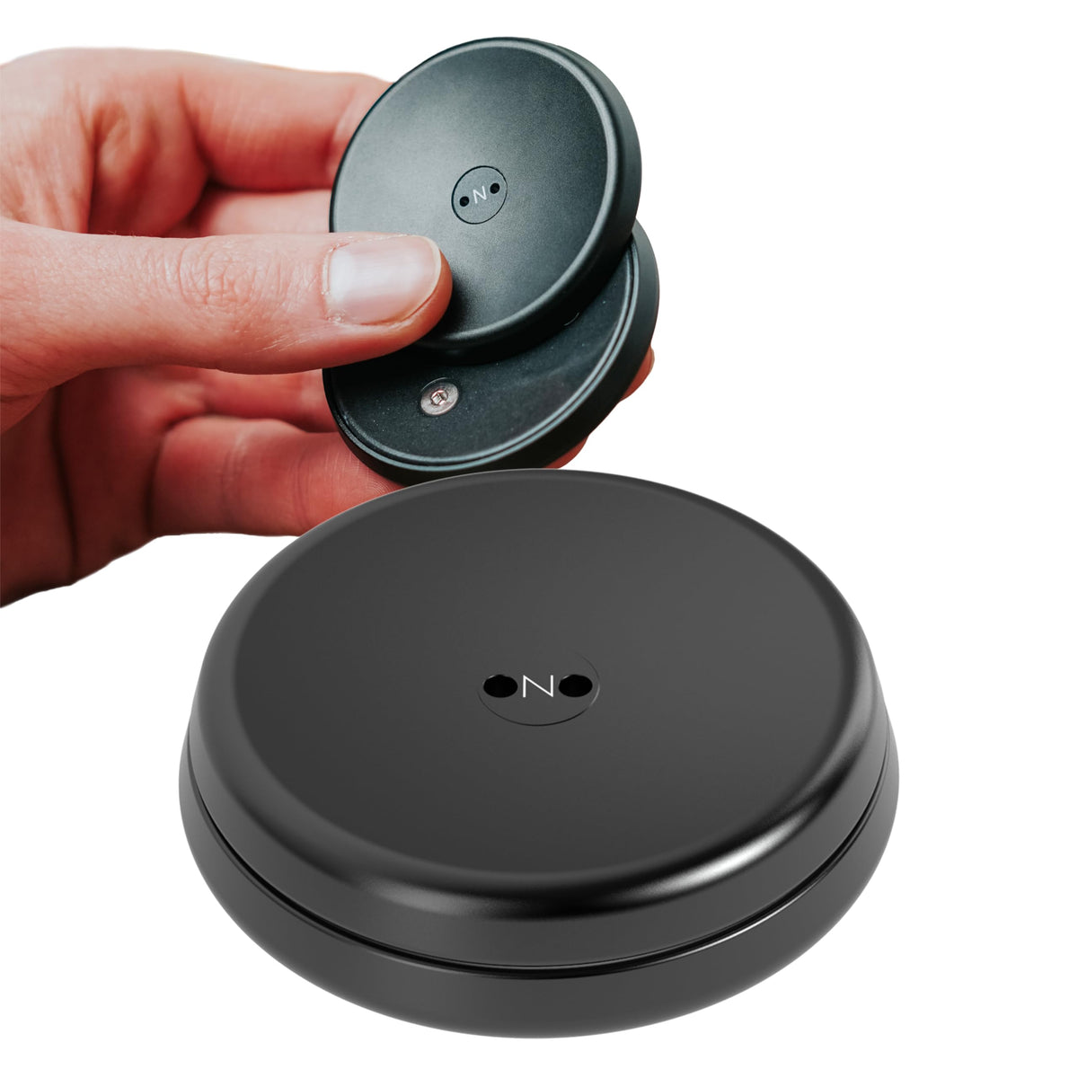 ONO Slider handheld fidget toy in black aluminum for focus and calm.