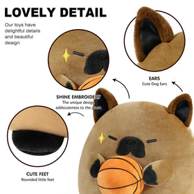 Onsoyours 12-inch plush bulldog shown in hand for portable companionship.