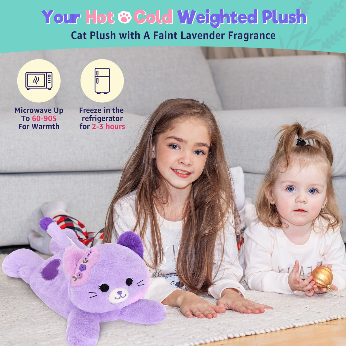 Onsoyours 15-inch lavender cat plush soft and cuddle-worthy