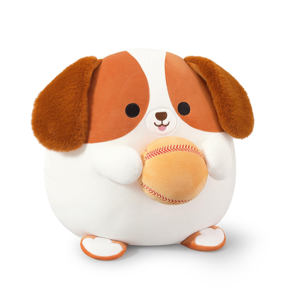Onsoyours Beagle plush with baseball, a 12-inch cuddly companion for travel and play.