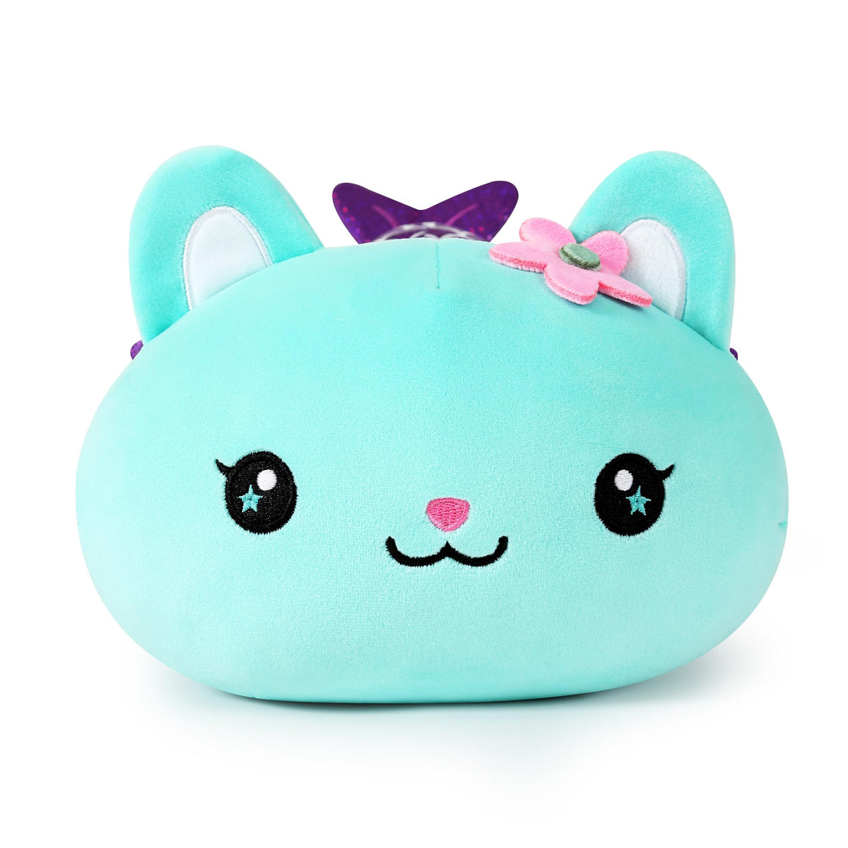 Onsoyours blue cat mermaid plush side view showcases soft, huggable texture.