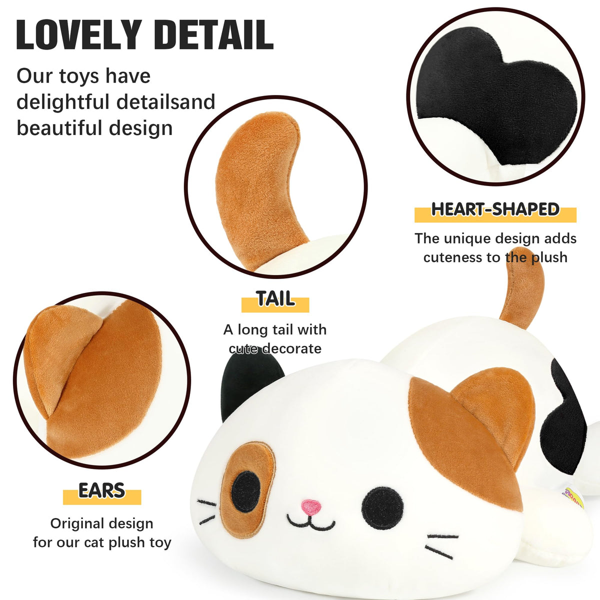 Onsoyours calico cat plush eye detail emphasizes character and charm