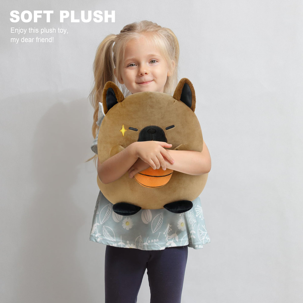 Onsoyours dark brown bulldog plush emphasizing lifelike look and cozy presence.
