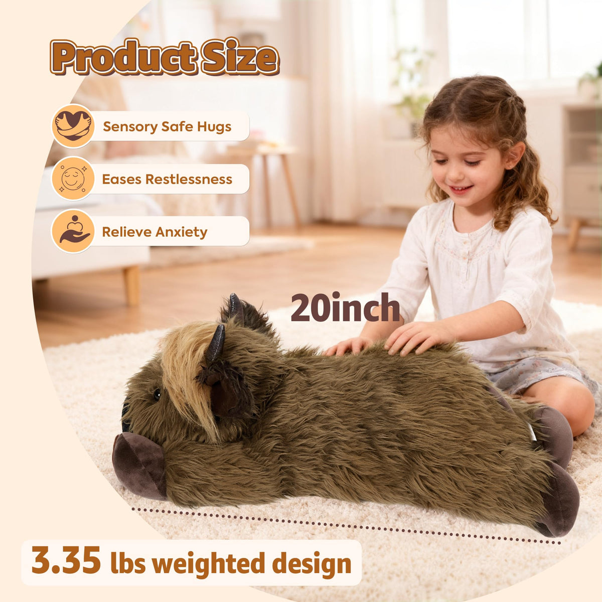 Onsoyours Highland Cow plush 20-inch size for cuddling and lounging