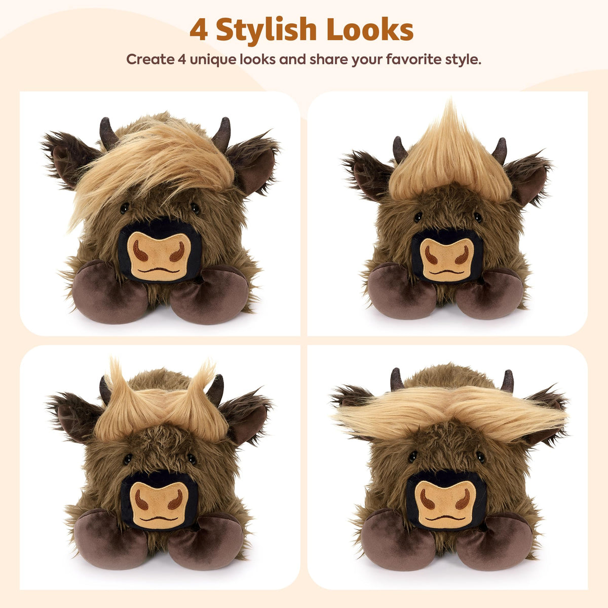 Onsoyours Highland Cow plush soft fabric texture for gentle touch