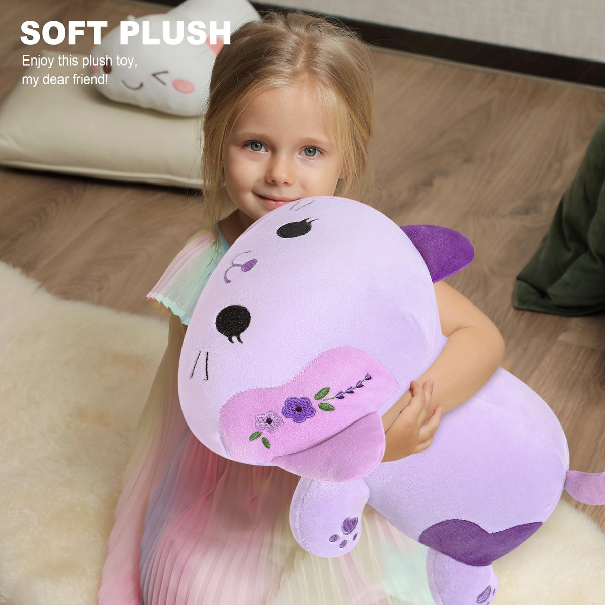 Onsoyours Lavender Cat Plush as a charming gift for birthdays and holidays.