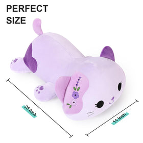 Left ear of Onsoyours Lavender Cat Plush with lavender embroidery detail.