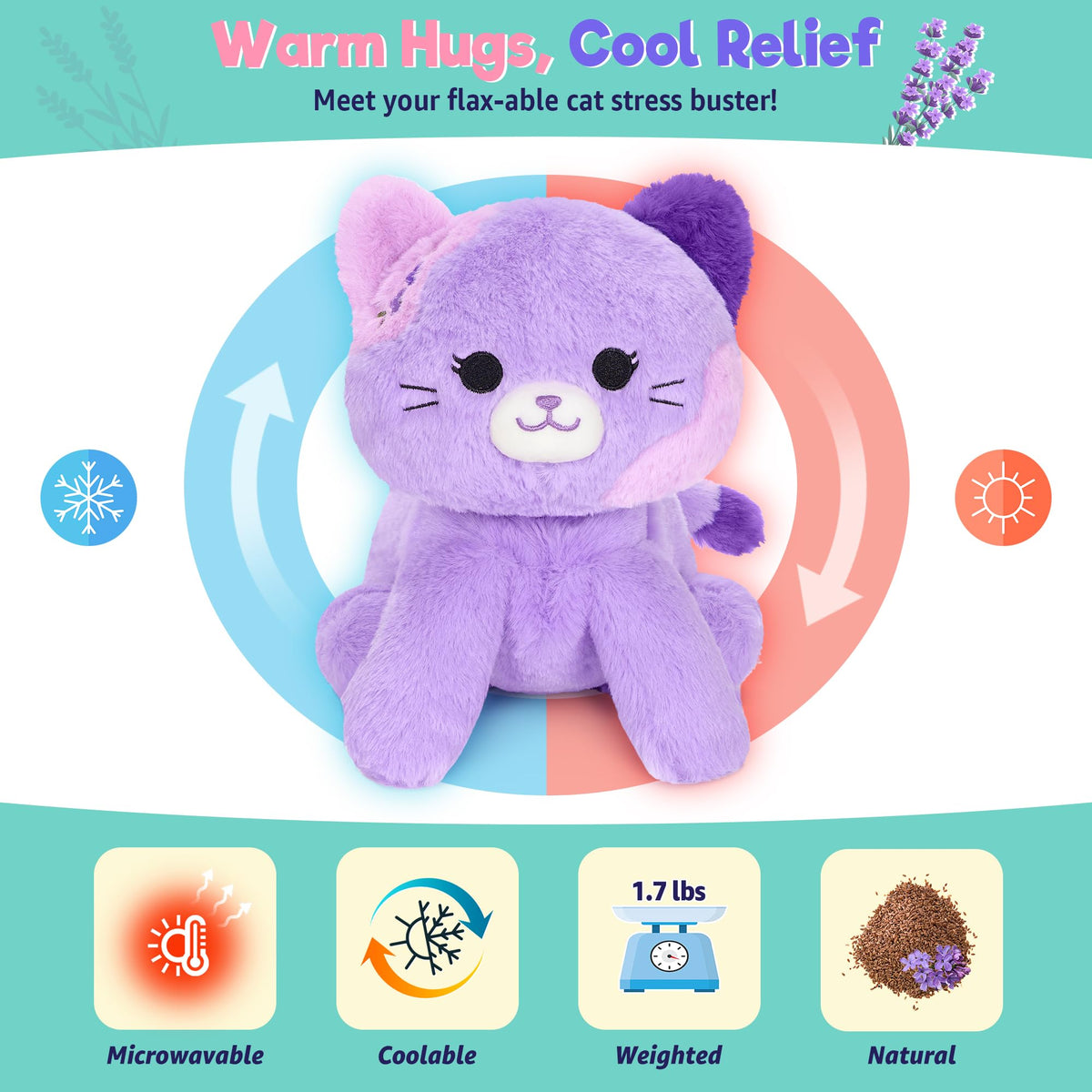 Onsoyours lavender embroidery left-ear cat plush detail