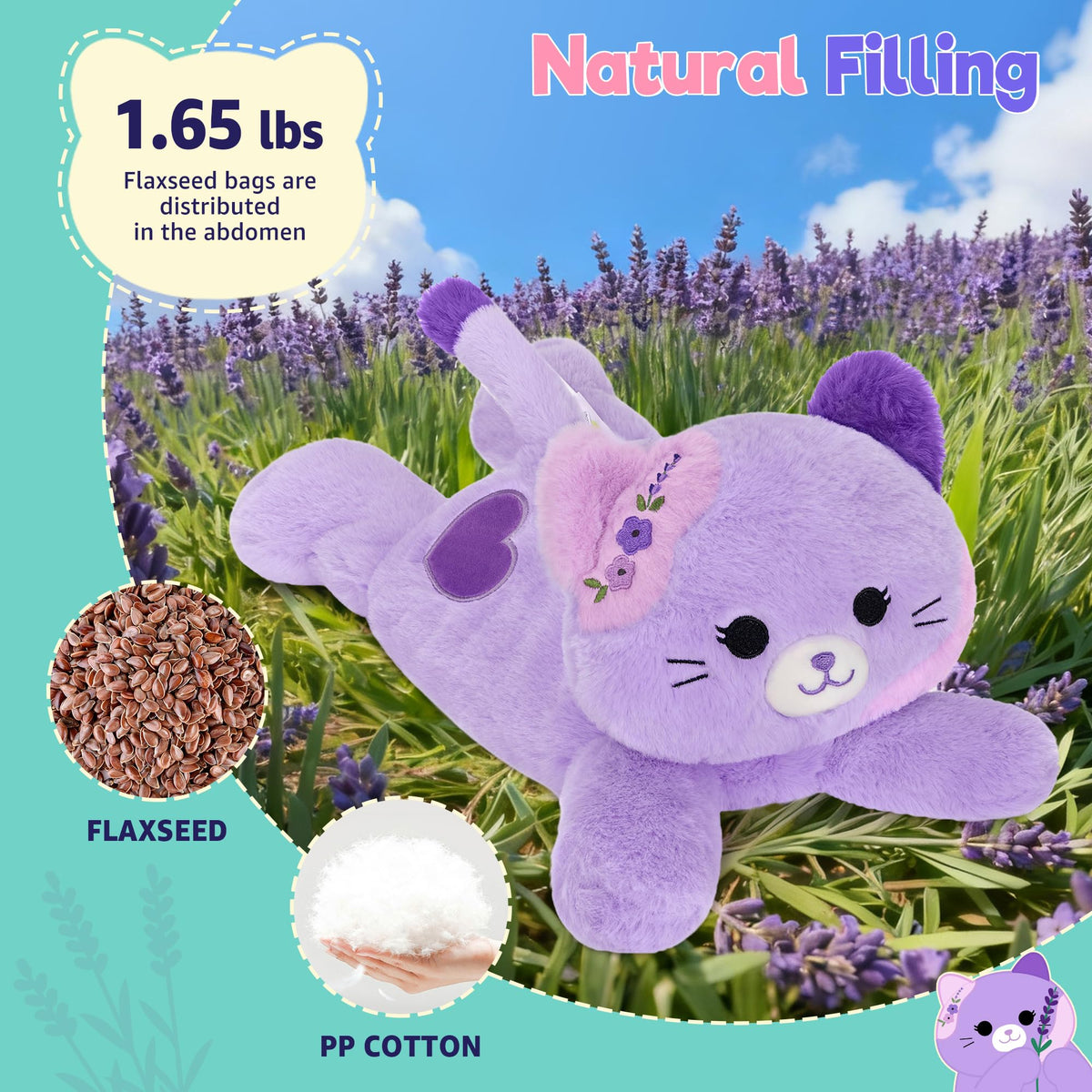 Onsoyours microwavable kitten plush providing heat therapy for cozy evenings