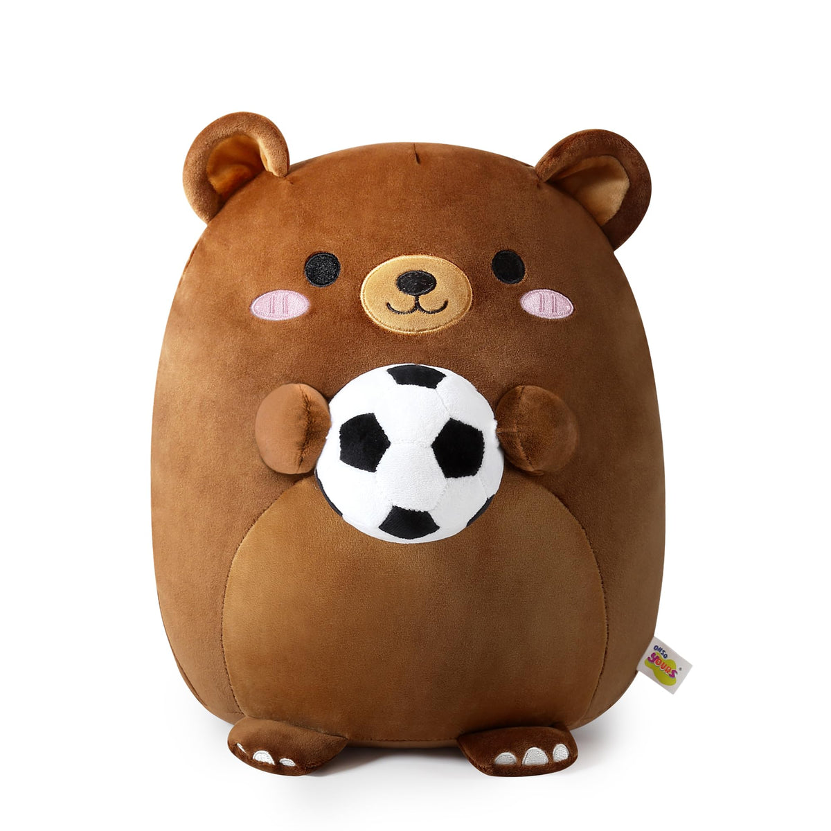 Onsoyours Original Bear Plush 12-inch side view; travel-ready companion.