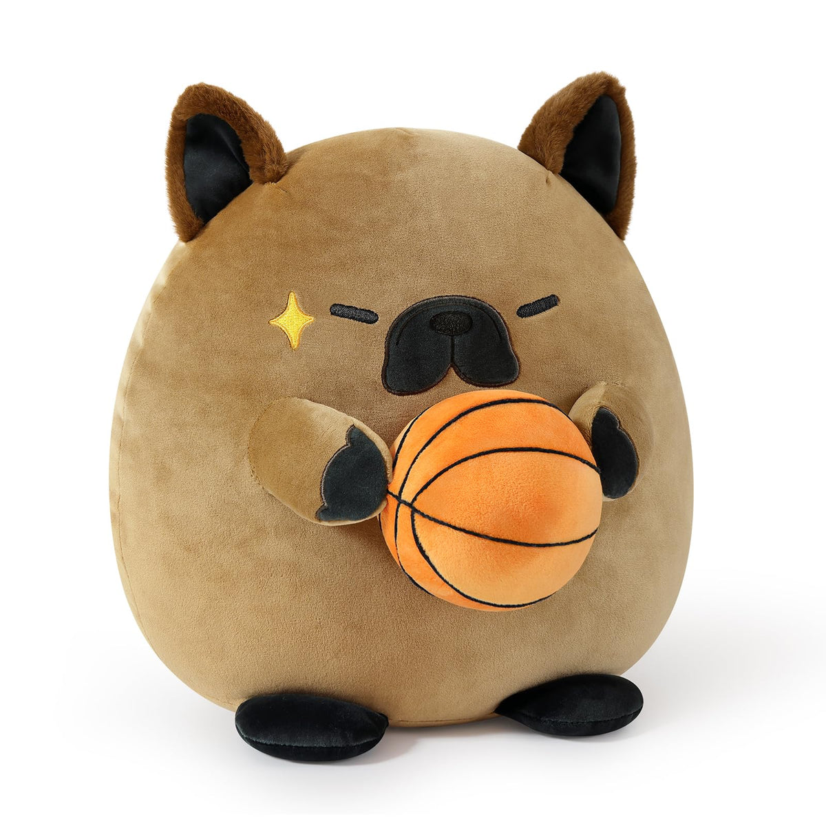 Onsoyours French Bulldog plush with basketball for cuddling and sporty playtime.