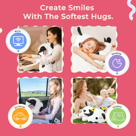 Onsoyours Sunflower Cow plush belly with weighted beads provides calm cuddling weight