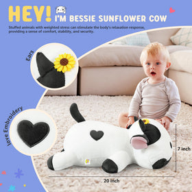 Onsoyours Sunflower Cow plush care shot showing easy surface cleaning instructions