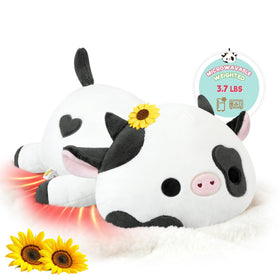 Onsoyours Original Weighted Sunflower Cow plush front view showing cozy weighted design for hugs