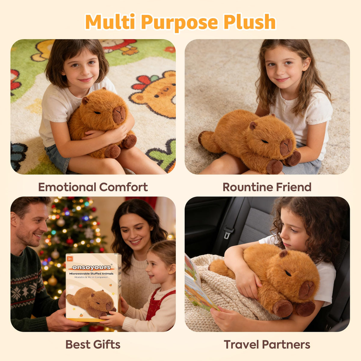 Onsoyours capybara plush safety tested with soft materials for gentle relaxation.