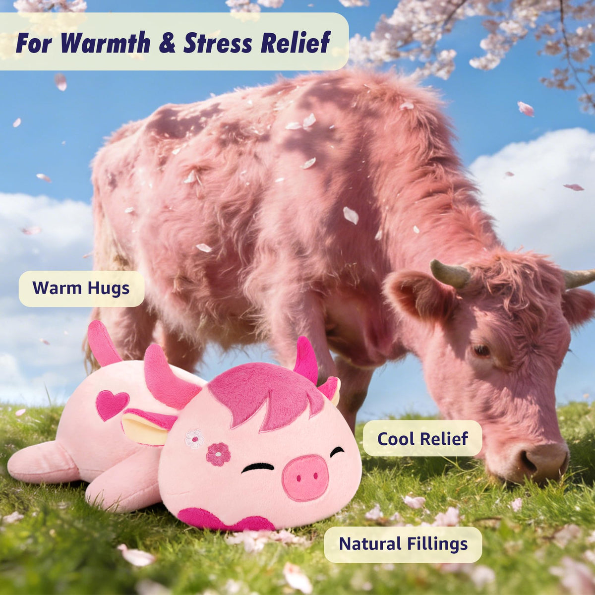 Onsoyours Sakura Cow showcases detailed features and cozy craftsmanship.