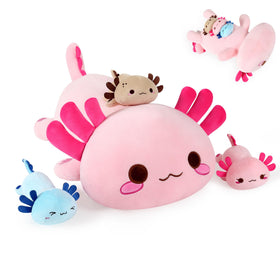 Onsoyours Axolotl Mommy 19.7 inch with three babies plush set, perfect cuddle friend