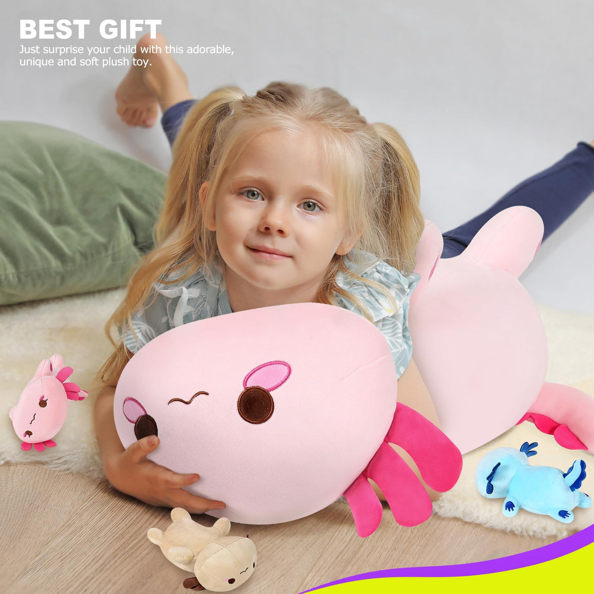 Onsoyours axolotl plush pillow set, versatile decor and resting aid