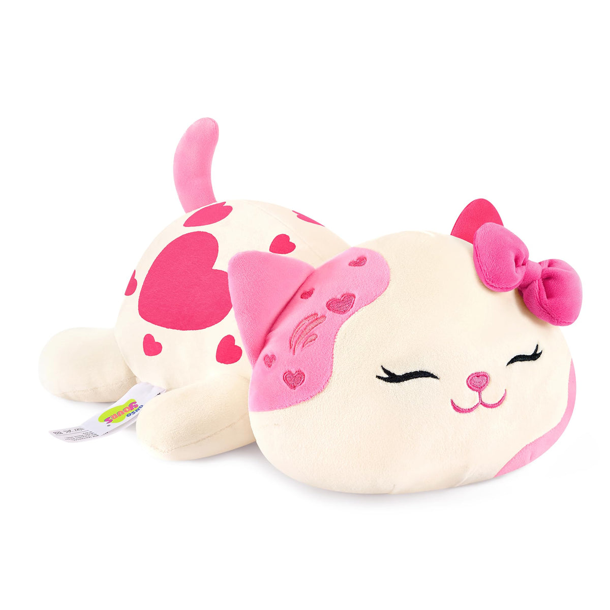 Onsoyours cat plush with bowknot in pink, ideal for cozy hugs and display.