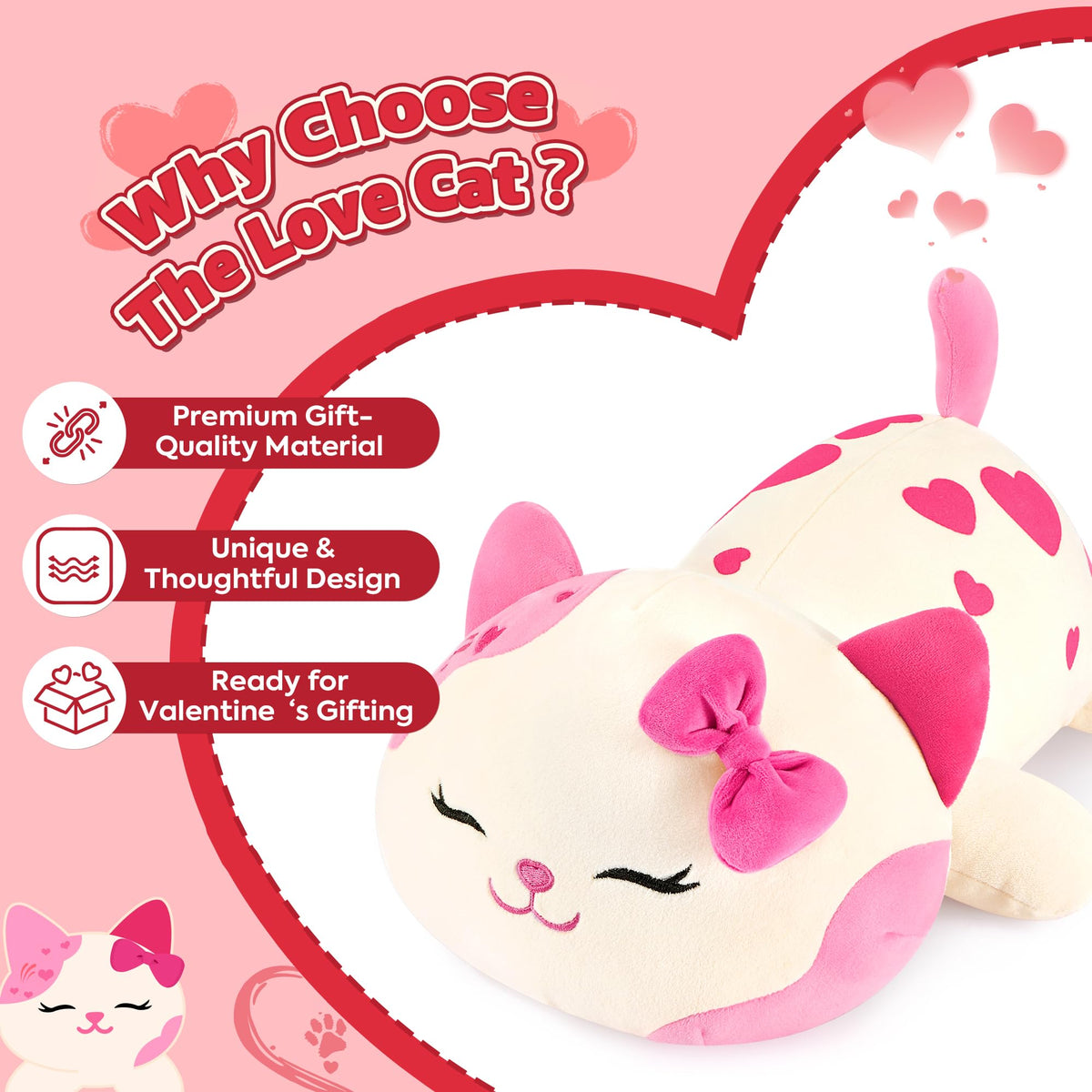 Onsoyours kawaii cat pillow with heart prints adds charm to bedrooms and desks.