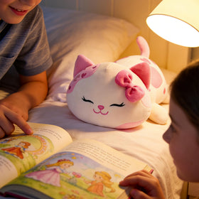 Onsoyours pink kitty plush emphasizes premium cotton filling for cozy hugs.