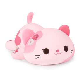Onsoyours Sakura Cat Plush 20-inch close-up shows soft pink fur and sakura forehead details for cozy cuddles