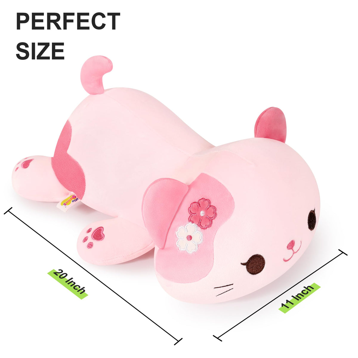 Onsoyours Sakura Cat Plush 20-inch face view highlights inviting plush texture for comforting hugs