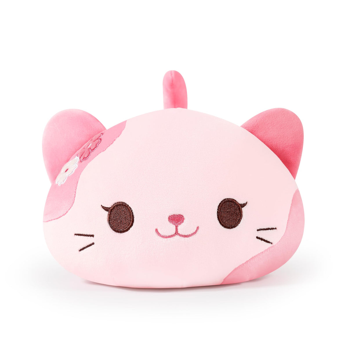 Onsoyours Sakura Cat Plush 20-inch snuggle pose emphasizes adaptable decor and family-friendly companion