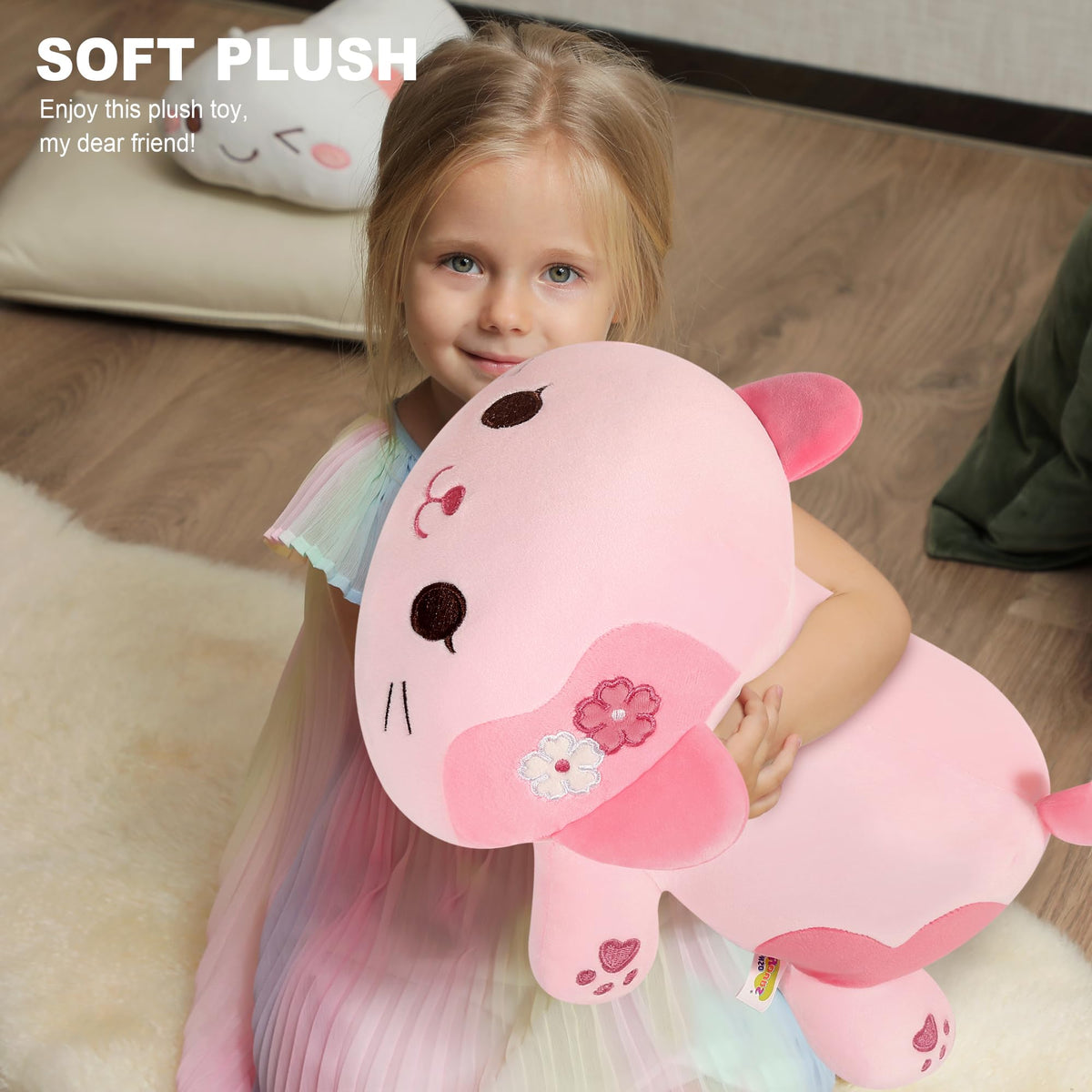 Onsoyours Sakura Cat Plush 20-inch arrival, vacuum-packed, with easy fluffing for instant softness
