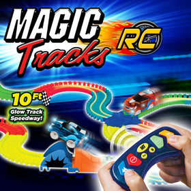 Ontel Magic Tracks race car glow highlighting glowing car on track for night racing