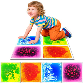 Onyoloy liquid floor tiles 4-pack deliver engaging puzzle play with dynamic color flows for toddlers.