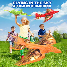 Onysurui LED dinosaur flying foam planes provide dramatic glides