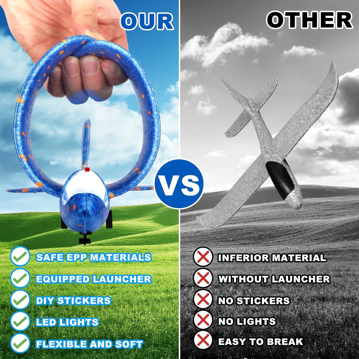 Onysurui package content shows launcher, planes, and stickers
