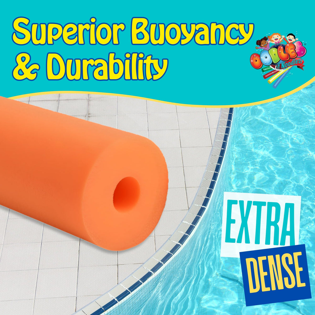Oodles of Noodles dense foam noodle 48in for sturdy water workouts.