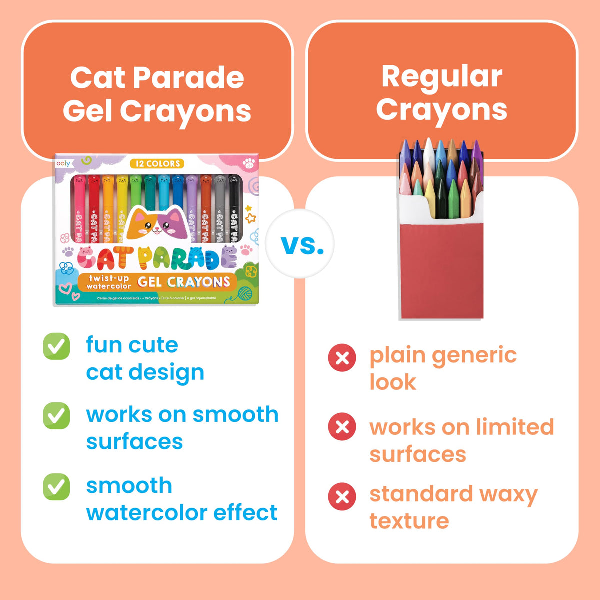 Ooly Cat Parade gel crayons glide smoothly on glass surfaces