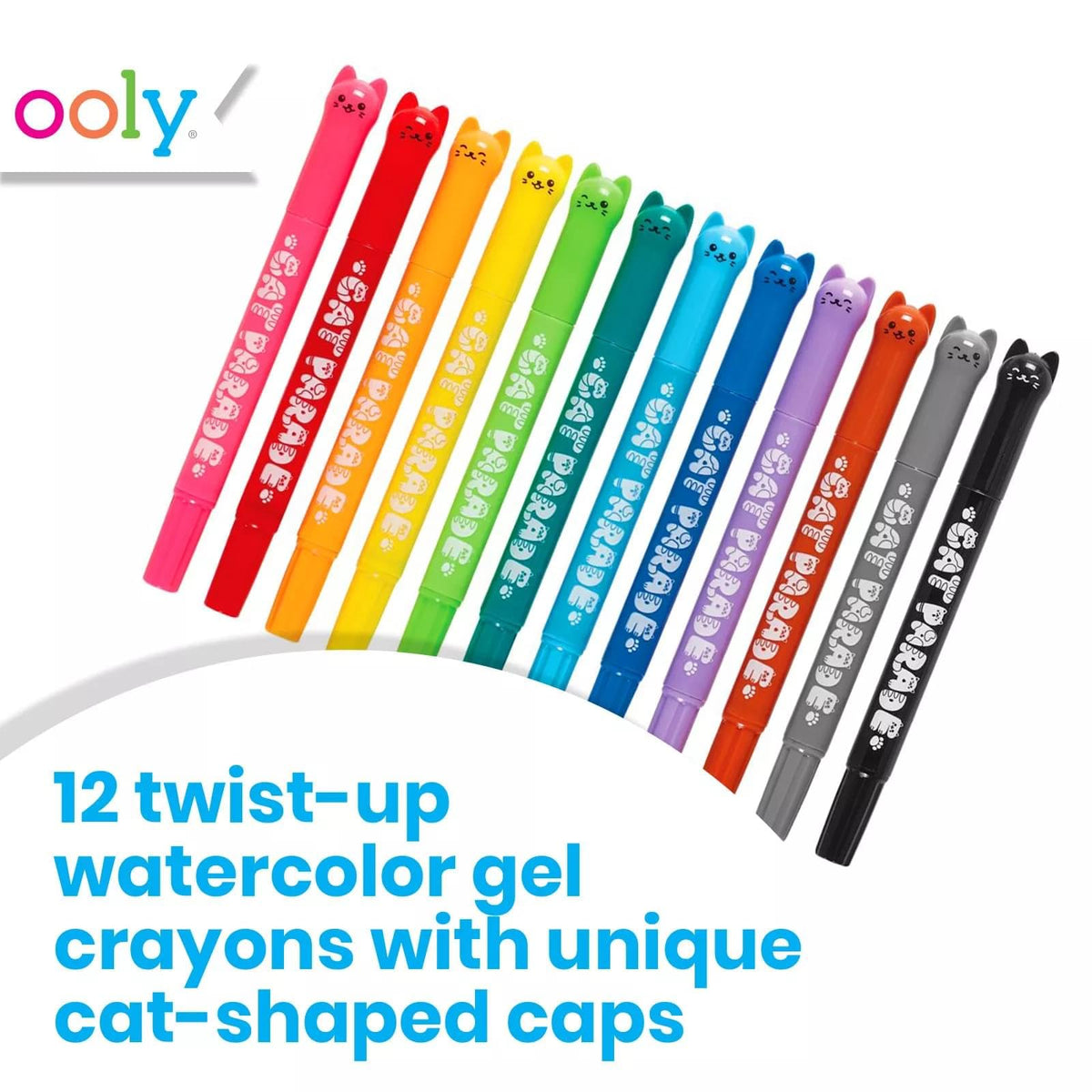 Cat-shaped twist-up caps add playful ease for kids and adults
