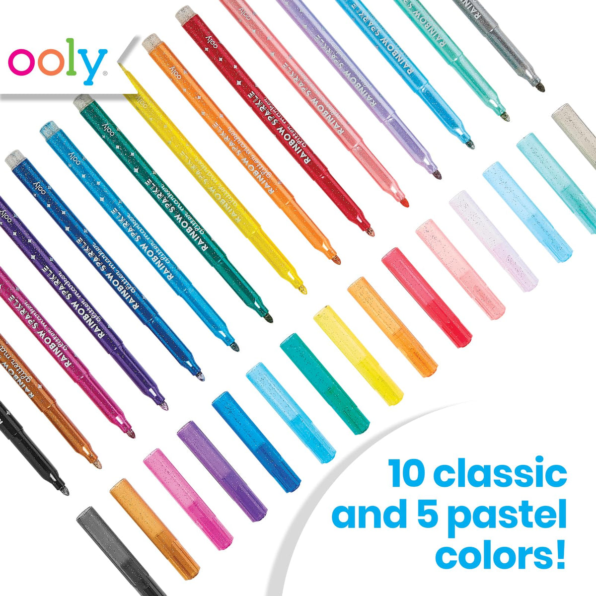 Ooly glitter markers classic colors deliver smooth 2mm lines.
