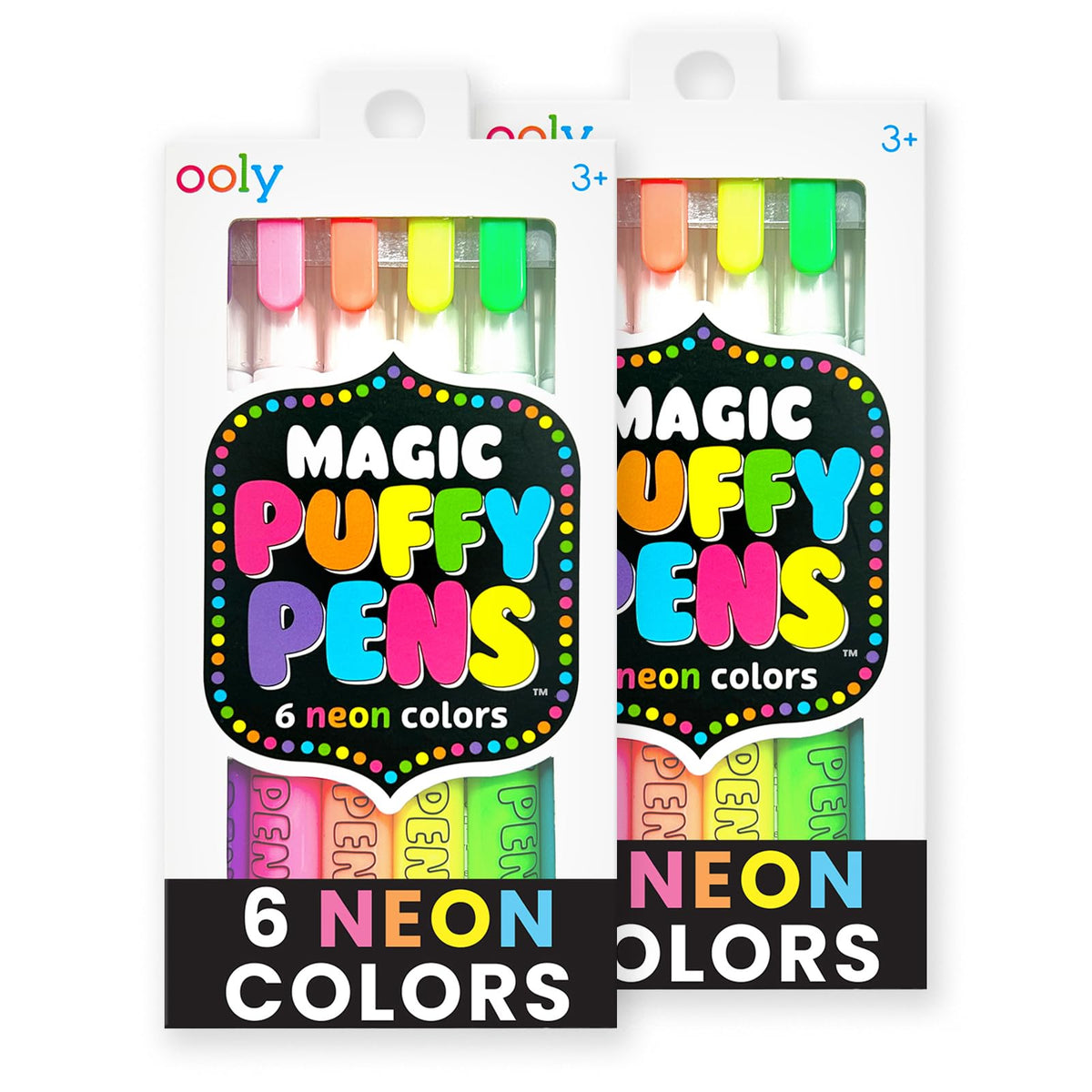 Ooly Puffy Paint Neon Gel Pens blue pack for vibrant 3D art projects.