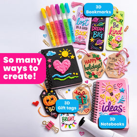 Ooly Puffy Paint Neon Gel Pens orange pack for eye-catching card decorations.
