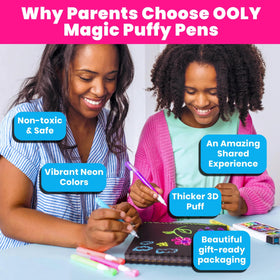 Ooly Puffy Paint Neon Gel Pens pink pack for playful doodles with dimension.
