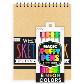 Ooly Puffy Paint neon pen set creates vivid 3D effects on artwork.