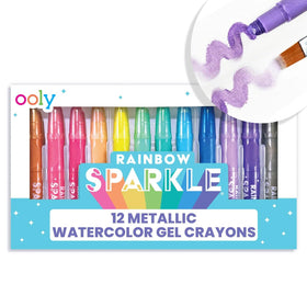 Ooly Rainbow Sparkle Metallic Gel Crayons set 12 adds glittery color to paper art.